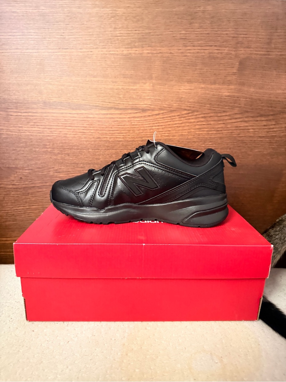 New Balance Men's Black Athletic Leather Trainer